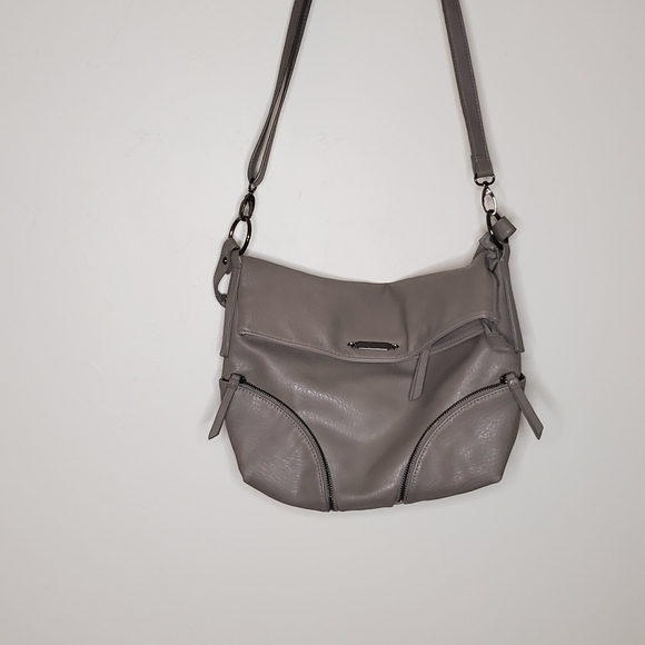 Nicole Miller Gray Boho Style Foldover Back with Curved Corner Zippered Pockets - Picture 8 of 15